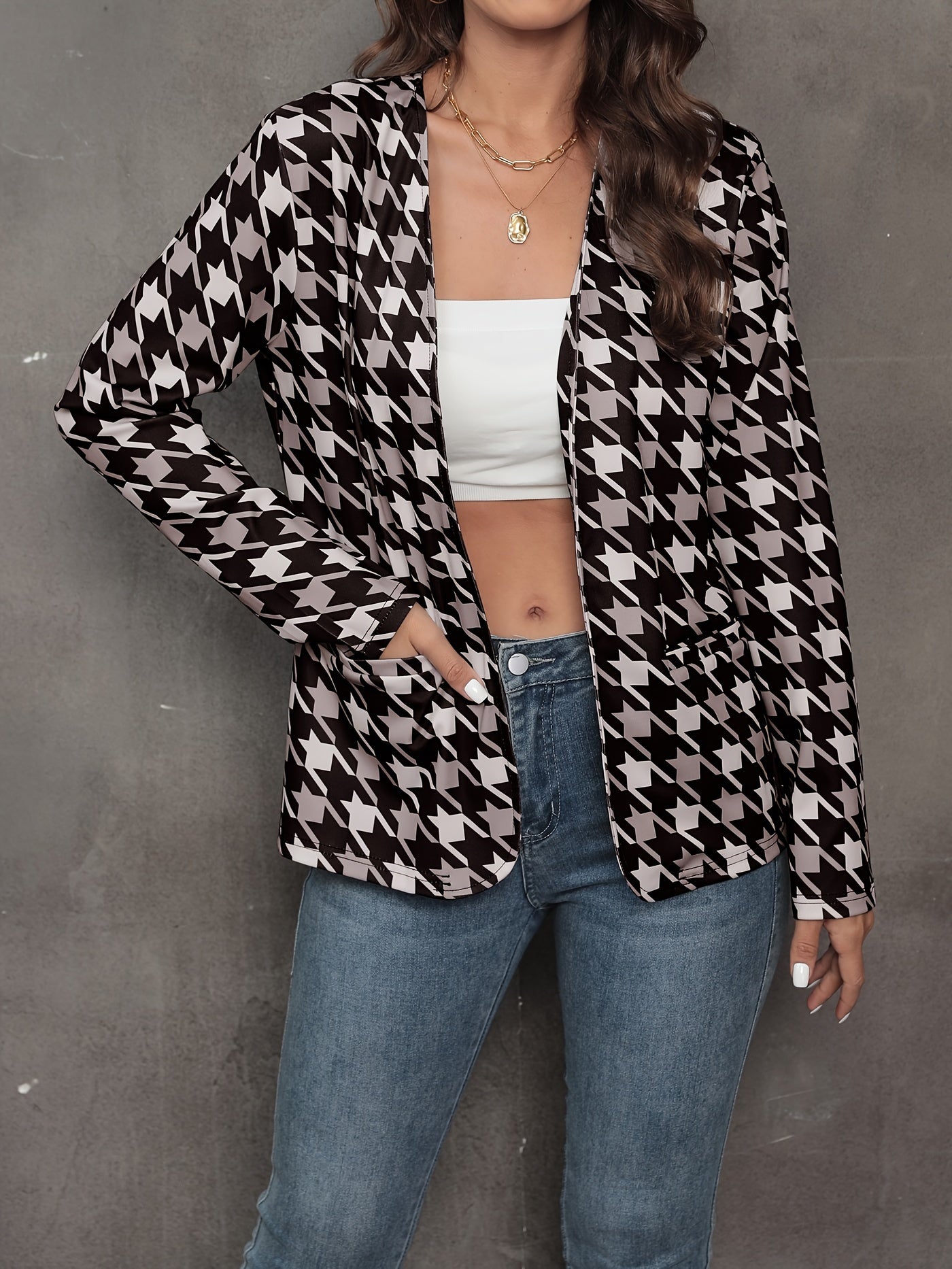 Sophie - Elegante Damesblazer met Pied-de-poule Print