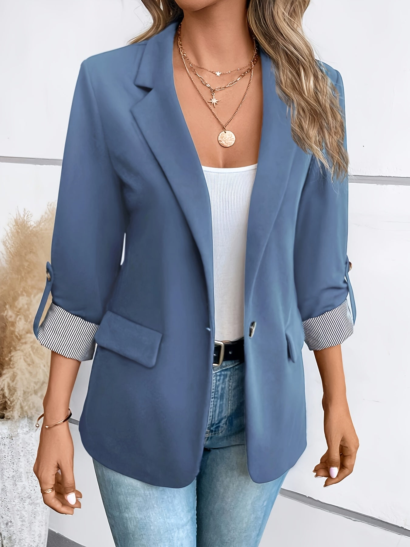 Sophie – Enkelknoops Blazer met Label Kraag